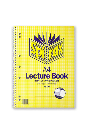Spirax Lecture Book - 598 with Pocket Side Opening (A4): 140 Pages (Pack of 10)