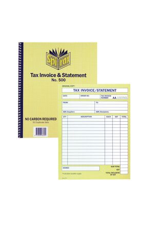 Spirax Tax Invoice & Statement No. 500 - 50 Leaf