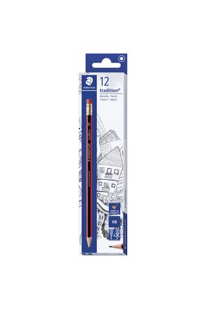 Staedtler - Tradition Pencils with Eraser Tip (Pack of 12): HB