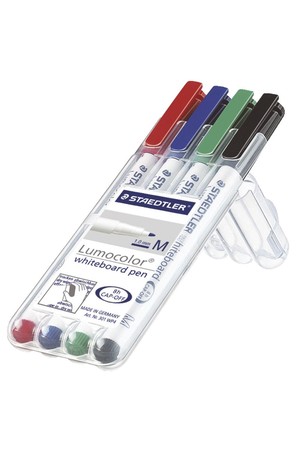 Staedtler Whiteboard Markers 301 - 1mm: Assorted (Pack of 4)