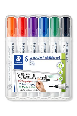 Staedtler Whiteboard Marker - Chisel Point Assorted (Wallet of 6)