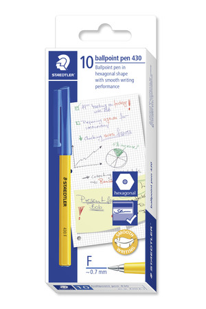 Staedtler Ballpoint Pen - Stick 430: Fine Blue (Box of 10)