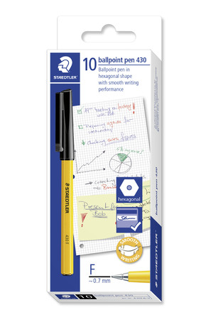 Staedtler Ballpoint Pen - Stick 430: Fine Black (Box of 10)