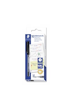 Staedtler Pen - Ballpoint Pen Stick 430: Medium Black (Box of 10)
