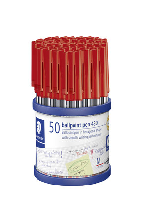 Staedtler Ballpoint Pen - Stick 430: Medium Red (Cup of 50)