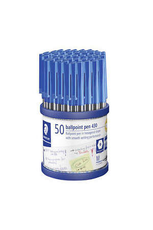 Staedtler Ballpoint Pen - Stick 430: Medium Blue (Cup of 50)