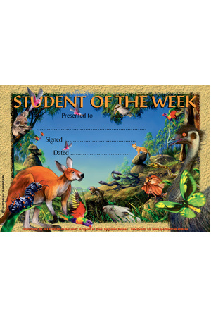 Student of the Week Australian Animals Merit Certificate - Pack of 35 (Previous Design)