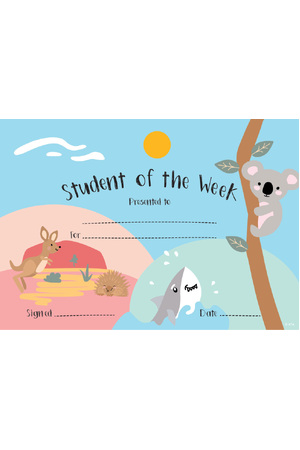Student of the Week Australian Animals Merit Certificate - Pack of 100 Cards