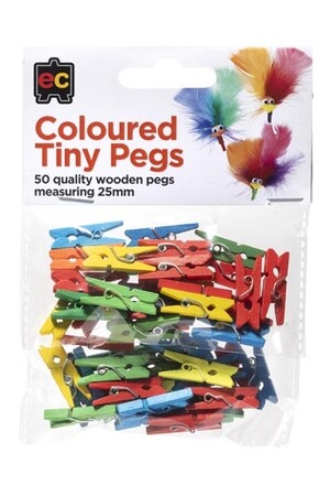 Coloured Tiny Pegs - 50 Pack