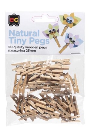 Natural Tiny Pegs -  50 Pack