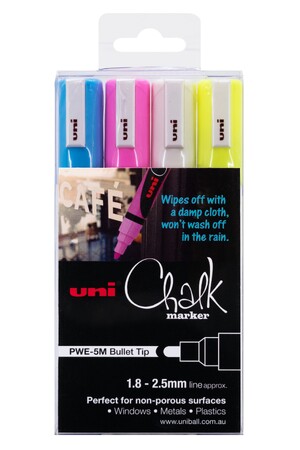 Uni-Ball Chalk Marker Bullet Tip 1.8mm-2.5mm - Assorted (Pack of 4)