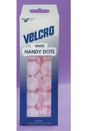 Velcro White Handy Dots - 12 Hooks and 12 Loops