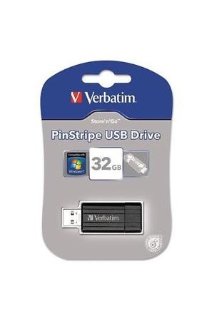 Verbatim USB Drive - Store 'n' Go Pinstripe (32GB): Black