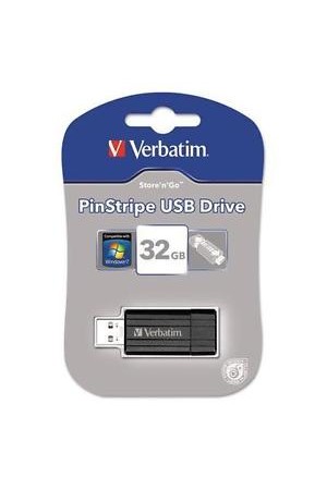 Verbatim USB Drive - Store 'n' Go Pinstripe (32GB): Black