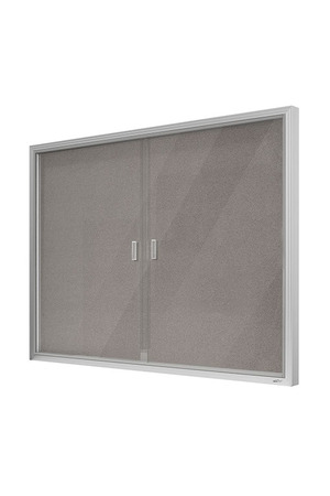 Visionchart Be Noticed Sliding Door Notice Case - 2 Door 1220 x 915mm Silver/Grey Felt