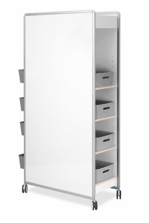Visionchart Whiteboard Huddle Mobile Storage w/extra 2 Shelves + 10 Storage Basket
