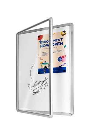 Visionchart Neo Hinged Door Notice Case (1200 x 900mm) - Whiteboard Background & 2 Locks