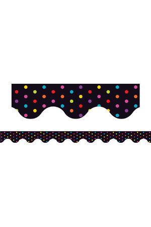 Multicolour Polka Dots (Black) - Magnetic Scalloped Borders (Pack of 12)