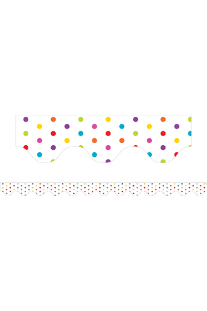 Multicolour Polka Dots (White) - Magnetic Scalloped Borders (Pack of 12)