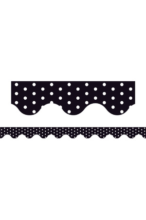 Black Polka Dots - Magnetic Scalloped Borders (Pack of 12)