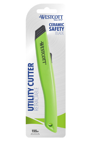 Westcott Cutter - Premium Ceramic Retractable Box Cutter: Green
