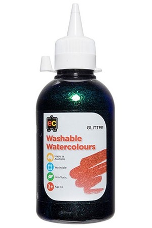 Washable Glitter Watercolour – 250mL: Black