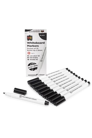 Whiteboard Marker Thin - Black: Pack of 10