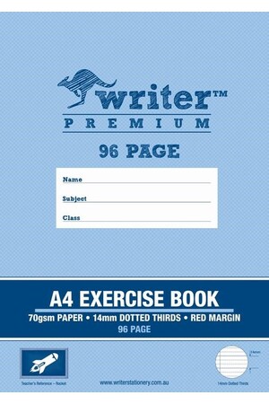 Writer Exercise Book Premium - A4 (96pg) 14mm Dotted-Thirds + Margin: Rocket