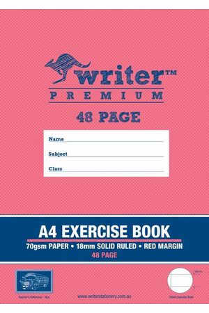 Writer Premium Exercise Book A4 - 18mm Ruled + Margin (Bus) 48PG