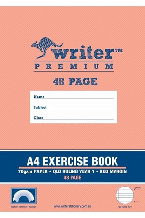 Writer Exercise Book Premium - A4 QLD Year 1 Ruled + Margin (Rainbow): 48pg