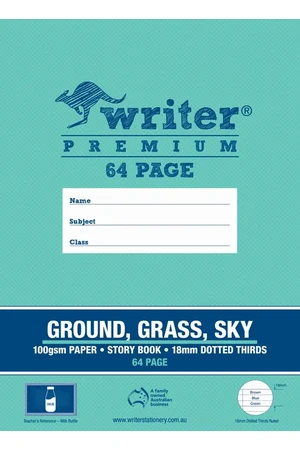Writer Premium Story Book - 330x240mm Premium 18mm Dotted-Thirds: Ground, Grass, Sky