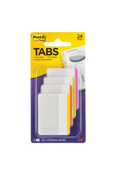 Post-It Filing Tabs: Assorted Fluoro Colours - 50.8 x 38.1mm