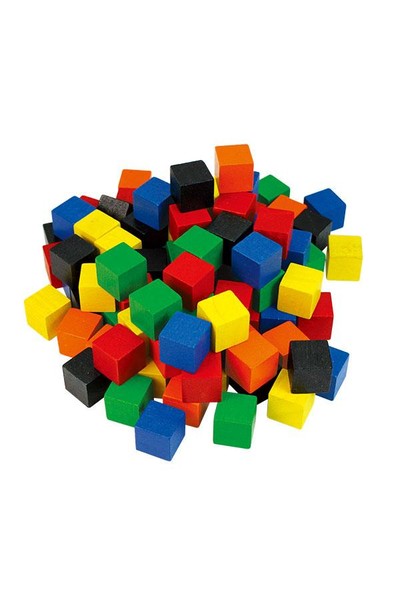Cubes (2cm) -  Wood: Coloured (Set of 100)