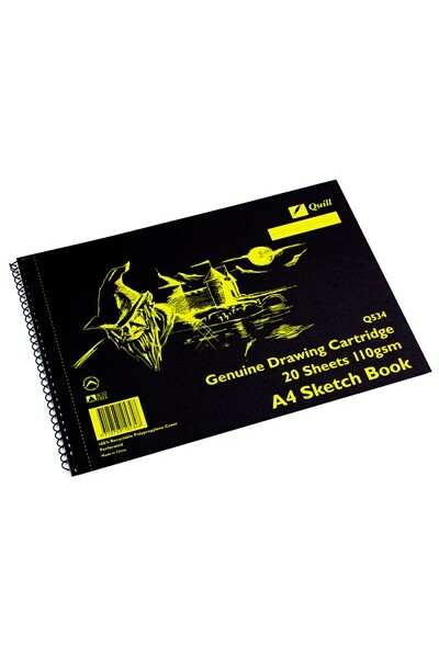 Quill Sketch Book (A4) - PP Short Bound (110gsm): 20 Sheets - Black