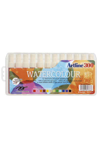 Artline Marker 300 - Watercolour (Assorted): 2.0mm (Box of 12)