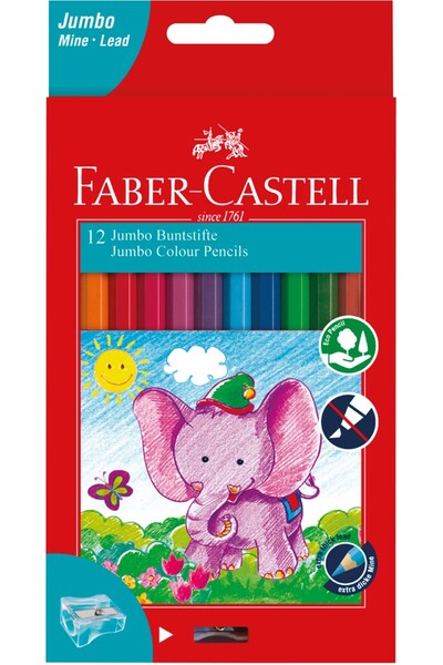 Faber-castell Jumbo Pencil Coloured - Free Sharpener (Pack of 12)
