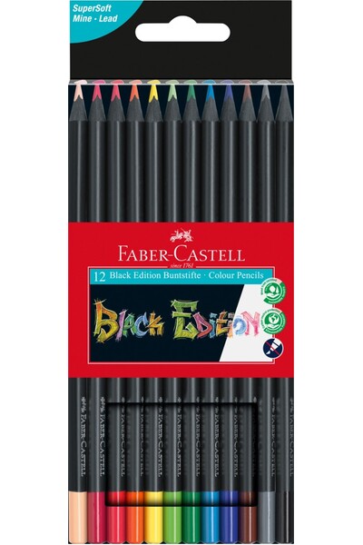 Faber-castell Pencils Coloured - Black Edition (Pack of 12)