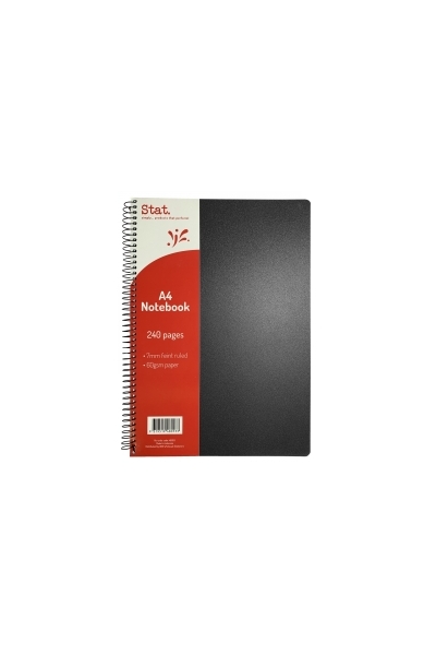 Stat Notebook: A4 60gsm 7mm Ruling - Black 240 Pages (Pack of 5)