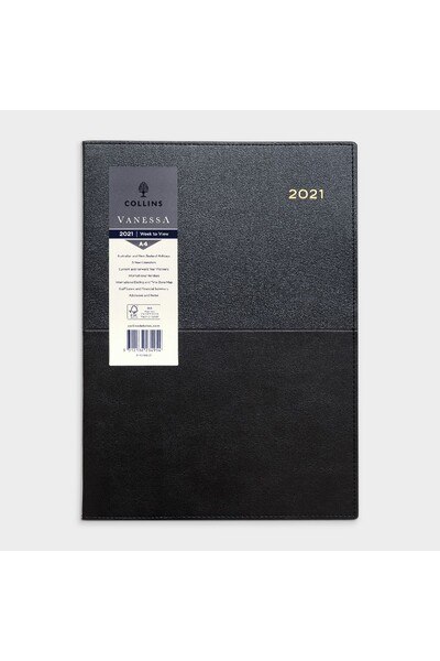 Collins Vanessa A4 Diary 2021 - Black (Week to View)