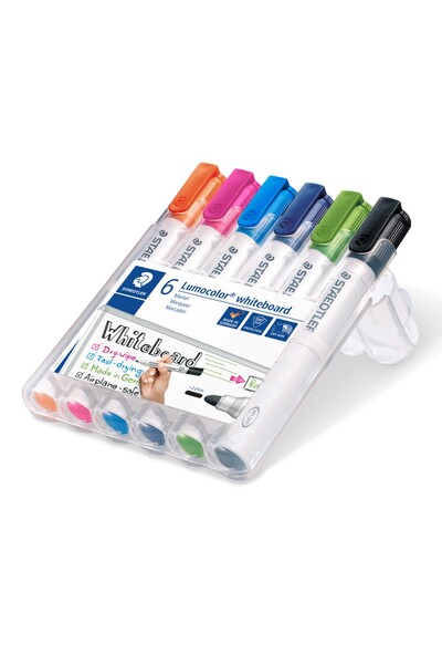 Staedtler Lumocolor 351 Whiteboard Markers - Bullet 2mm: Brights (Pack of 6)