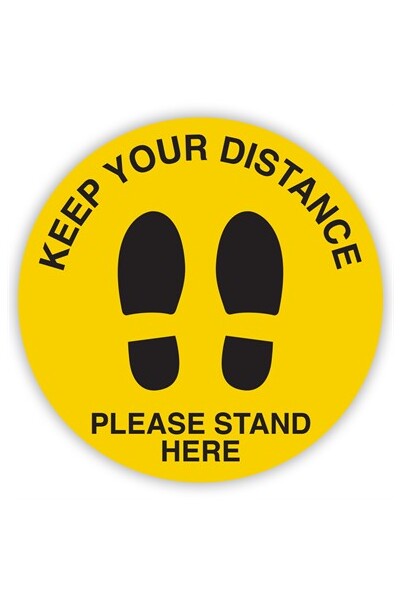 Social Distance Circular Shoe Prints - Yellow & Black