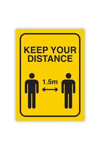 Social Distance Wall Sign - Black & Yellow