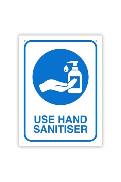 Use Hand Sanitiser Wall Sign - Blue & White