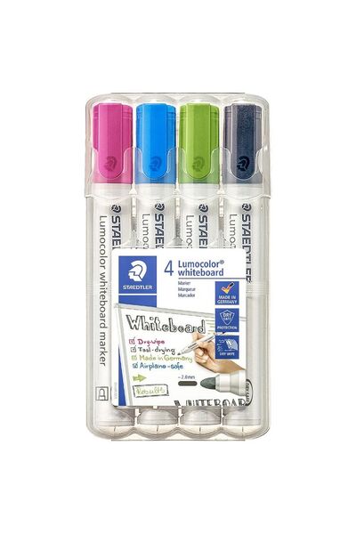 Staedtler Lumocolor Whiteboard Markers - Bullet 2mm: Brights (Pack of 4)