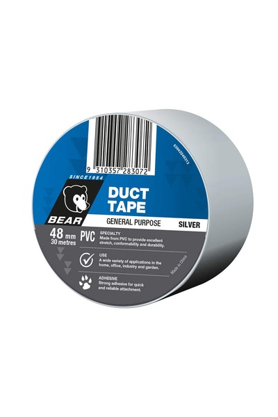 Bear Silver PVC Duct Tape: 48mm x 30m