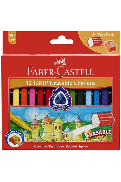 Faber-Castell Grip Erasable Crayons (Pack of 12)