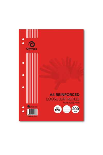 Olympic A4 Reinforced Loose Leaf Refill - 7mm Ruled (200 Leaf)