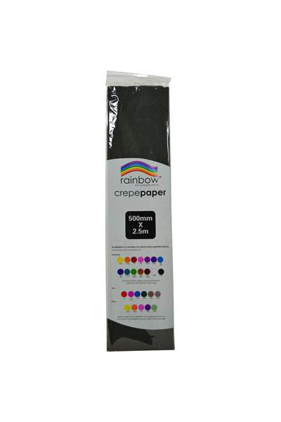Rainbow Crepe Paper: Black - 500mm x 2.5m