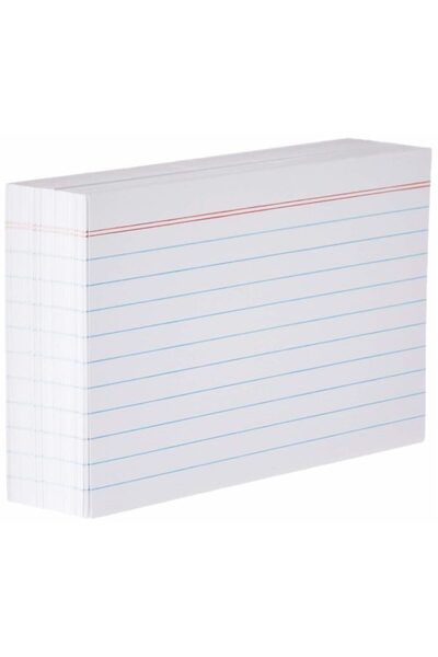 100 System Cards - 127x203mm: White Ruled