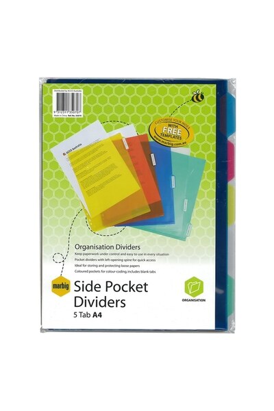 Marbig Side Pocket Dividers 5 Tab - A4